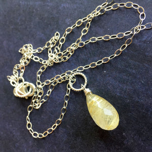 Golden Rutilated Quartz Necklace, OOAK