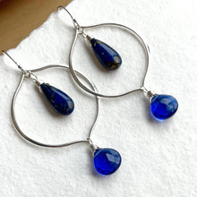 Load image into Gallery viewer, Sapphire Blue Sofia Hoop Earrings, OOAK, no1