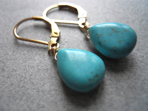 South Shore Petite Turquoise earrings, Leverback or French Ball Earwires