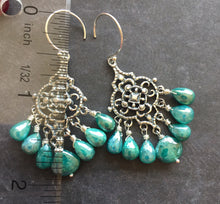 Load image into Gallery viewer, Filigree Earrings with Teal Silverite