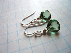 Amethyst Green Earrings - Sterling or Gold Available
