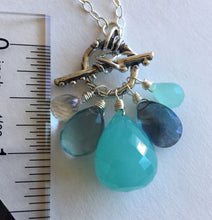 Load image into Gallery viewer, Sea Goddess Toggle Necklace, Huge Chalcedony and Fluorite, OOAK