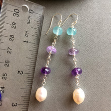 Load image into Gallery viewer, Pearly gemstone dangle earrings, limited quanitity
