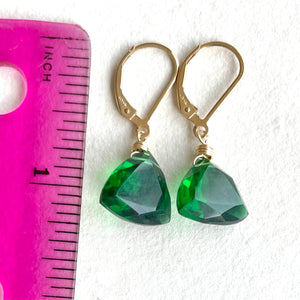 Trillionaire Earrings, Emerald Green leverback