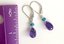 Load image into Gallery viewer, Ultra Violet and Apatite Teenies in Silver, leverback