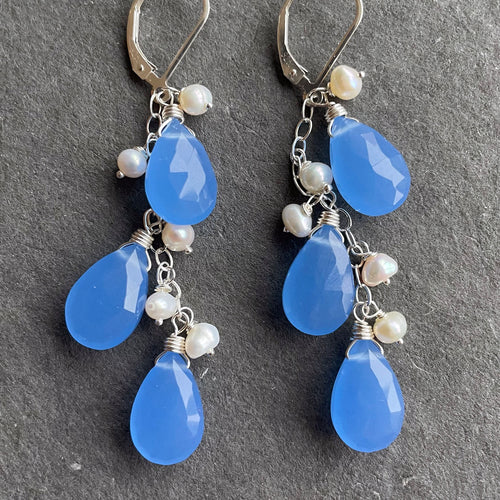 Very Peri Pearl Cascade Earrings