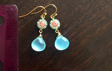 Load image into Gallery viewer, Aqua and Coral Pink Vintage Dangles