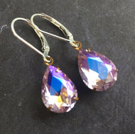 Violets in Springtime Single Stone Dangle, Mixed Metal