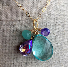 Load image into Gallery viewer, Violets in Springtime Cluster Necklace